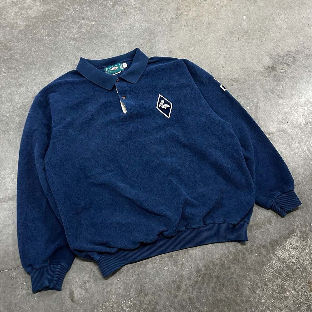 Vintage 90s SDI Pelican Bay Fleece Pullover Large Navy Made in Canada
